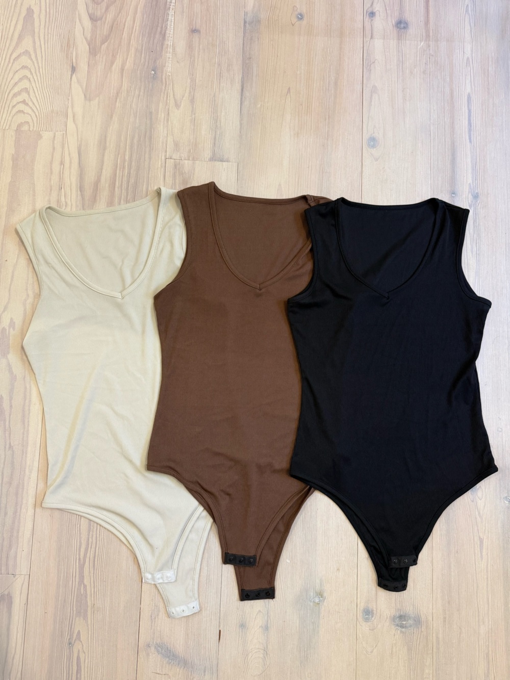 Classic Ribbed Tank Top/Body Suit - Black, Brown, Cream